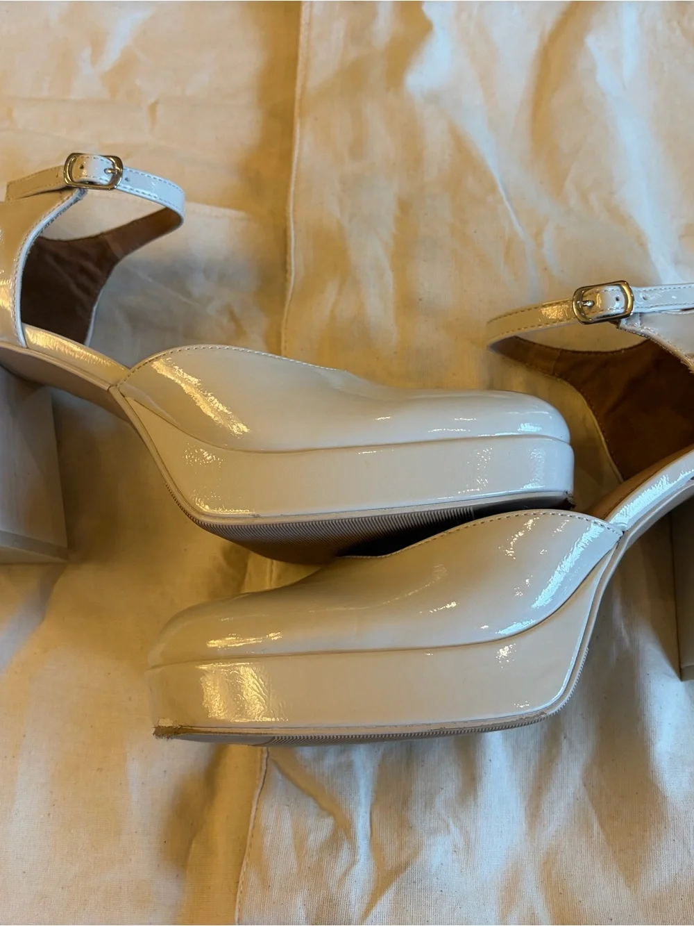 Wild Fable Cream Patent Mary Jane Platform Heels